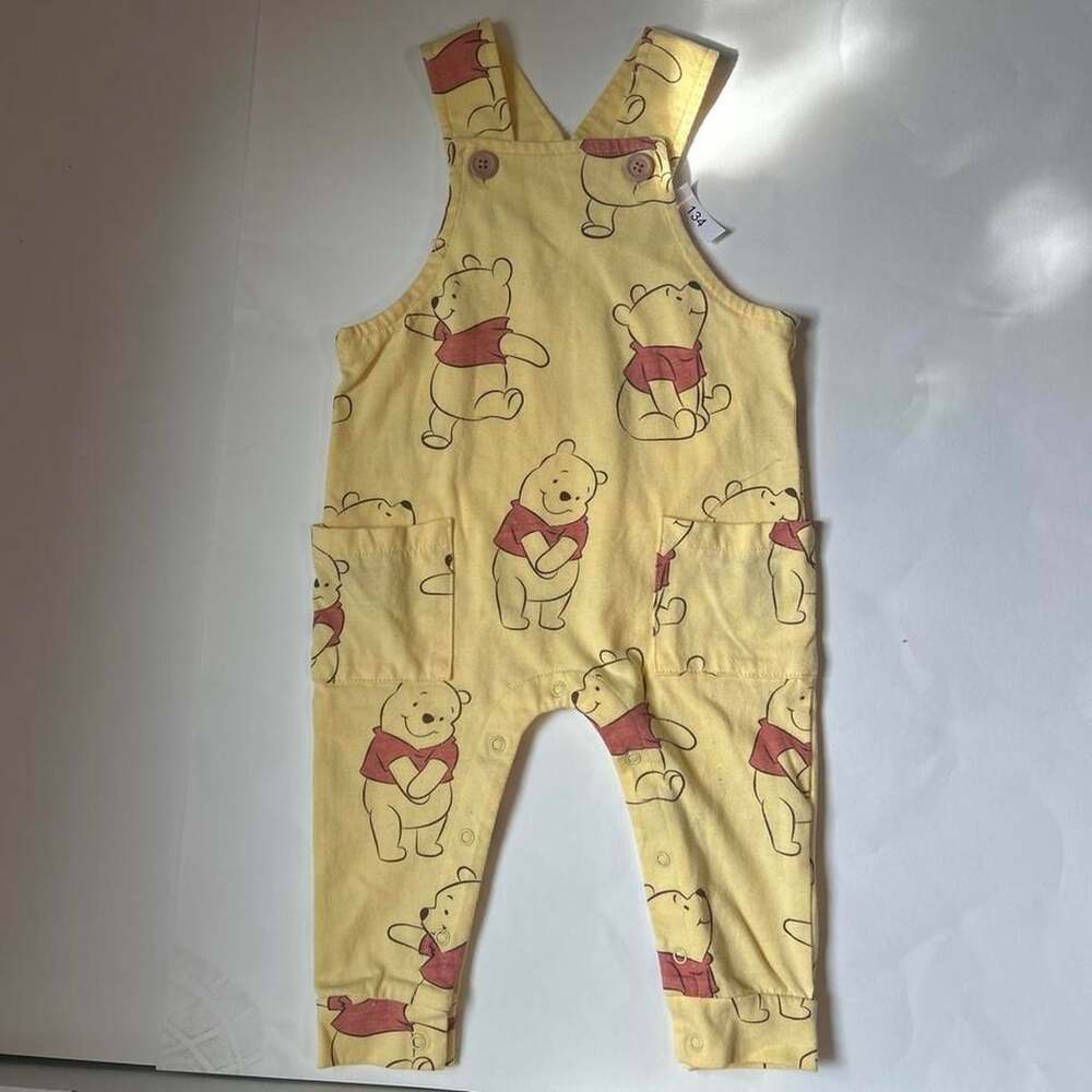 Disney Winnie the Pooh Overalls Size 9M Yellow